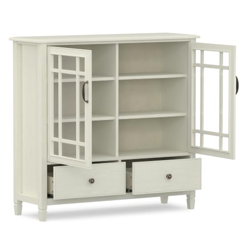 Connaught 46" Wide Solid Wood Tall Cabinet in Antique White