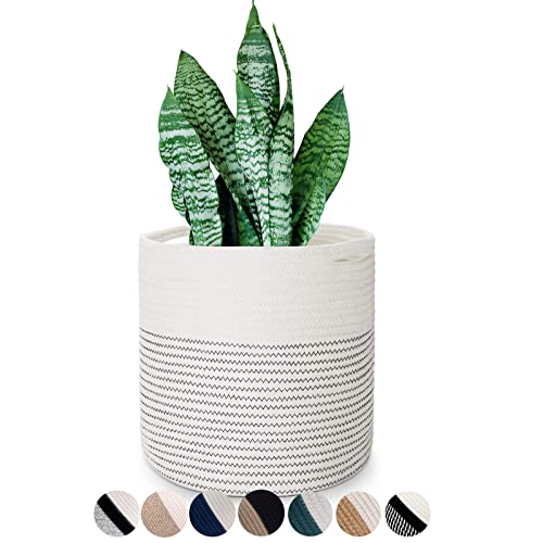 Woven Cotton Rope Plant Basket for 11 12" Flower Pot White