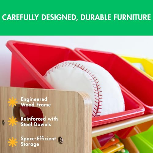 Kids Toy Storage Organizer with 12 Plastic Bins (12 Count)