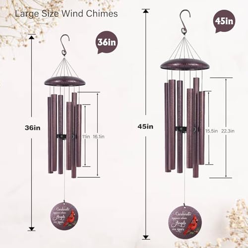 36" Large Deep Tone Personalized Name Sympathy Wind Chimes