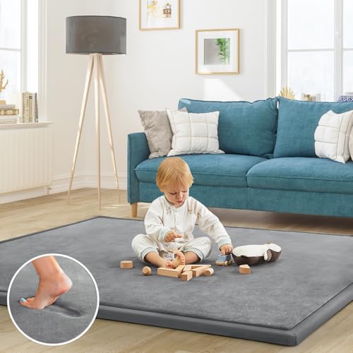 Baby Play Mat for Floor Nursery Rug Muscle Mat Area Rug Playroom Rug 79"x79" Playpen Mat Elastic Foam 1.3" Thick Crawling Mat for Babies