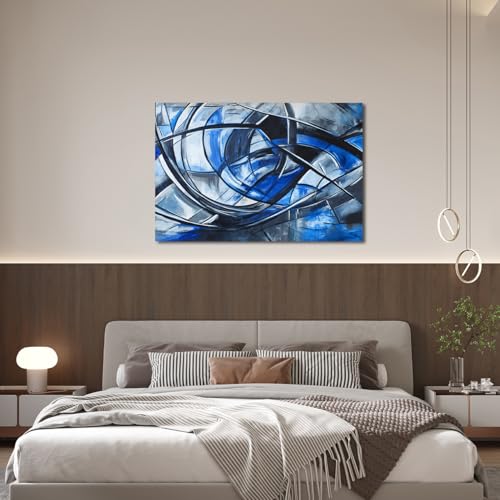 Abstract Wall Art Decor Modern Wall Art Pictures for Living Room Canvas Art Wall Decor Abstract Blue Wall Art Prints Artwork for Walls Black and White Wall Art Decorations Home Office Decor 24" X 36"