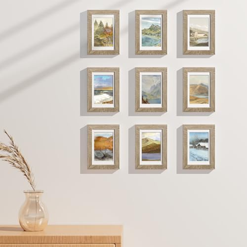 4x6 Picture Frames Set of 9 for Wall Mount & Tabletop (9 Count)