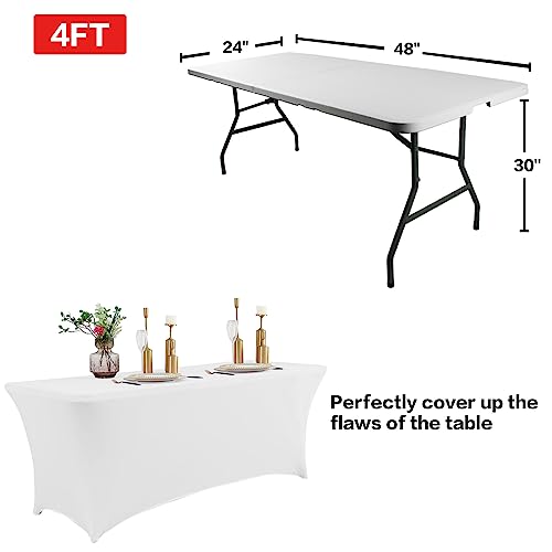 4FT Spring Table Cloth for Rectangular Spandex White Table Cover