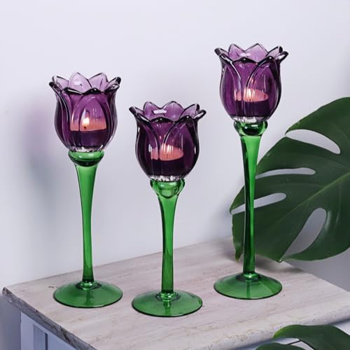Purple Tulip Tealight Candle Holder Set of 3 (3 Count)