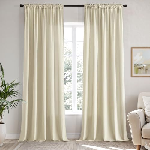 Cream Beige Privacy Sheer Curtains 2 Panels 42W x 96L (2 Count)