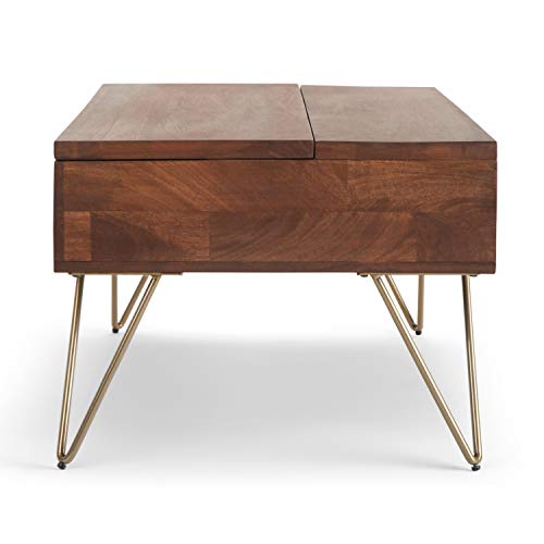 Hunter 48" Wide Solid Mango Wood Coffee Table in Umber Brown