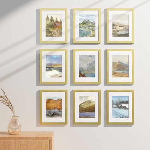 8.5x11 Picture Frames Set of 9 for Wall Mount or Tabletop (9 Count)