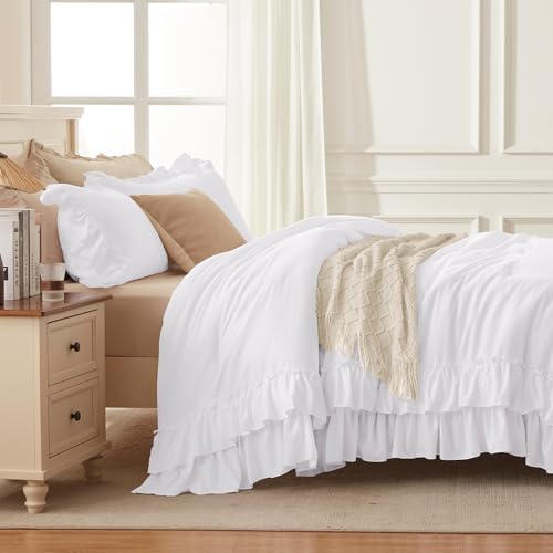White Ruffle California King Comforter Set (3 Count)
