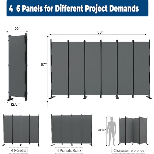 Room Divider 4 Panel Upgraded 88” Folding Screen Highly Secretive