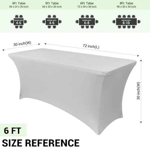 6ft Stretch Spandex Table Cover for Folding Tables (2 Count)