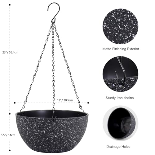 12 inch Large Hanging Planters for Indoor Outdoor Plants (2 Count)