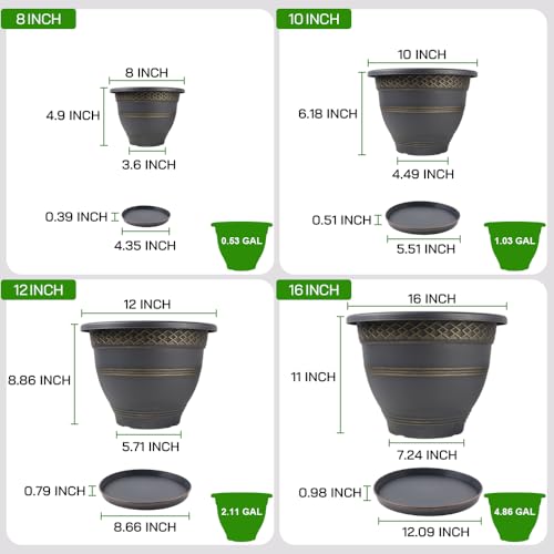 12 Inch Pots for Plants (4 Count)