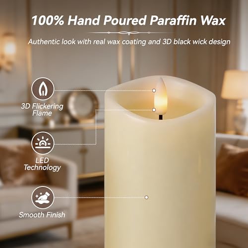 Ivory Real Wax LED Rechargeable Flameless Battery (3 Count)