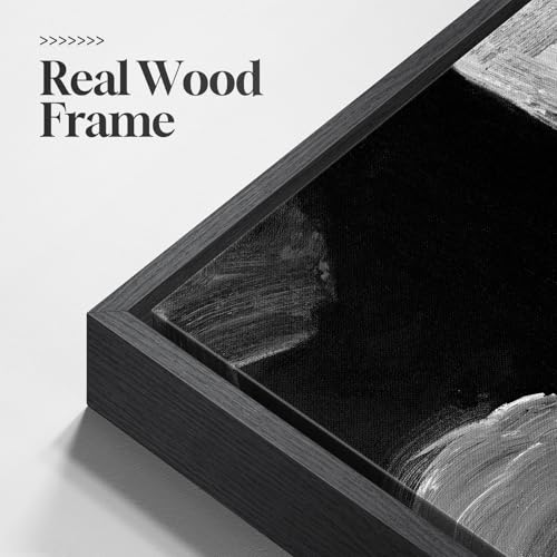 Large Framed Black and White Gray Abstract Wall Art Set (3 Count)