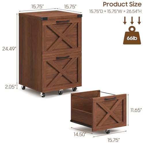 Farmhouse File Cabinet with Lock & 2 Drawers
