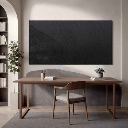 Large Black Abstract Wall Art Modern Hand