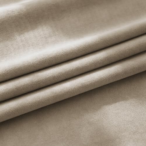 Light Taupe Blackout Velvet Curtains Drapes 96 Inch Long 52"x96" (2 Count)