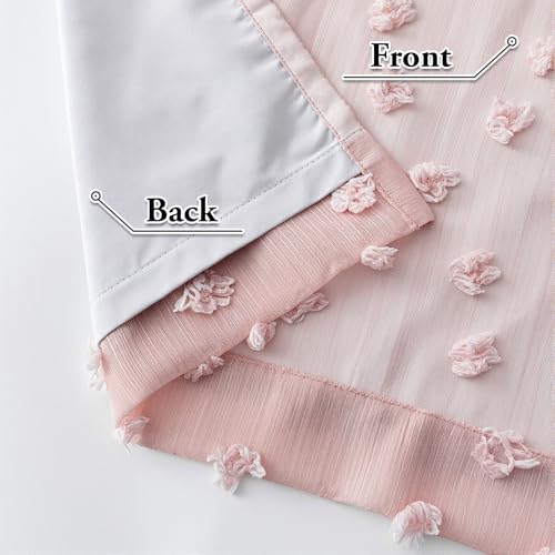 100% Blackout Curtains for Girls Bedroom 95 Inch Long Total Room Darkening Curtain for Living Room 2 Panels Grommet Light Blocking Sliding Door Drapes Blush Pink Pom Pom Sheer 50 x 95 Inch (2 Count)