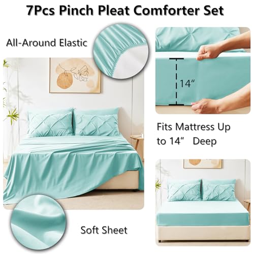 Oversized Queen Comforter Set Spa Blue