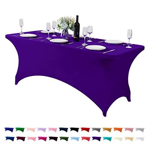 Spandex Table Cover for 6Ft or 4fT or 8ft Table Universal Fitted Stretch Tablecloth for Party