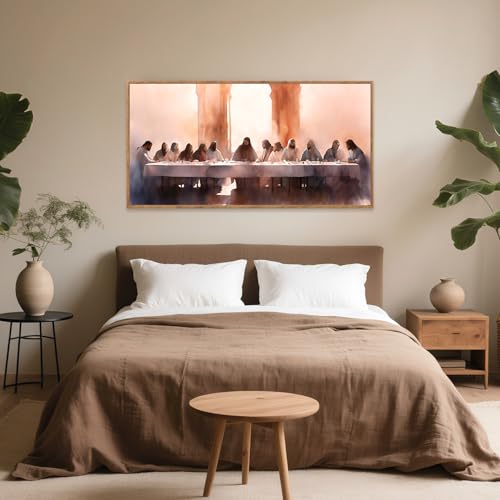 The Last Supper Framed Canvas Wall Art 40x20 Inch