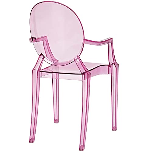 Casper Modern Acrylic Stacking Kitchen and Dining Room Arm Chair in Pink