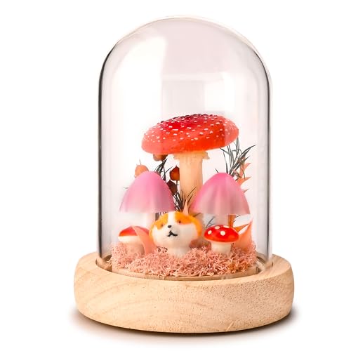 Mushroom Lamp in Glass Dome