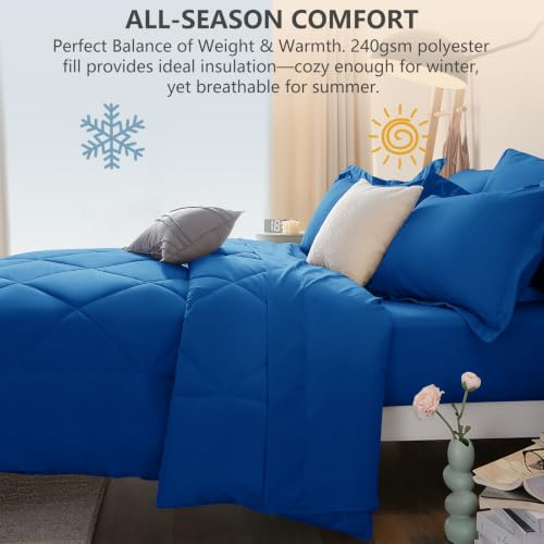 King Comforter Set 102"x90" Classic Blue