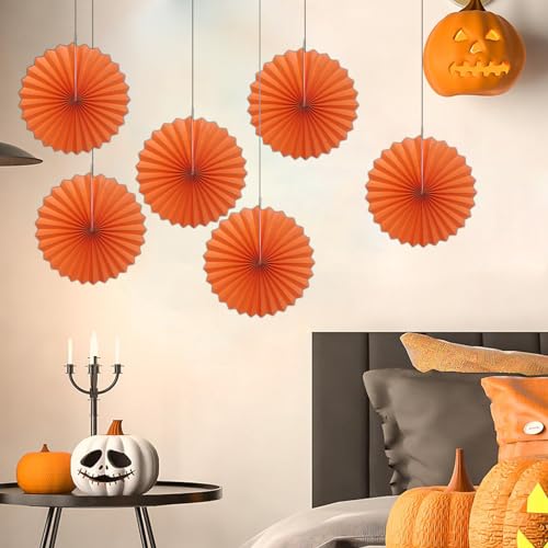 Orange Birthday Decorations DIY Orange Paper Fans Hanging Decoration 16in (30 Count)