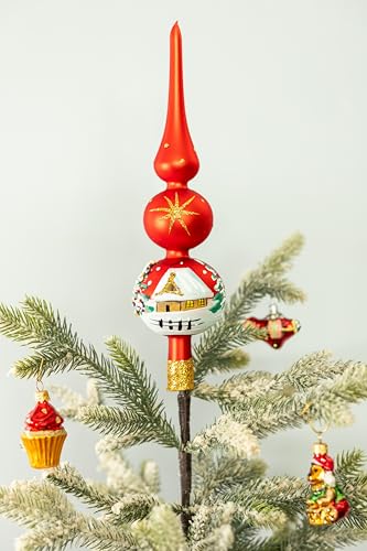 Christmas Tree Toppers Mouth Blown Finial Tree Topper Blown Glass Christmas Tree Topper Hand Decorated Made in Poland
