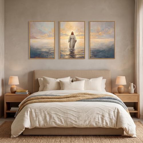 Large Jesus Christian Framed Canvas Wall Art Set