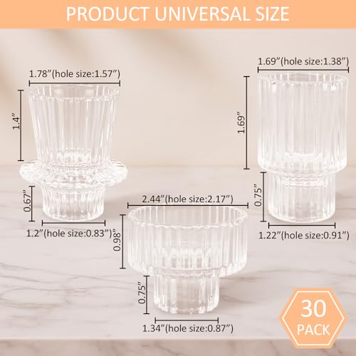 30 Pcs Glass Candlestick Holders Tealight Candle Holders (30 Count)