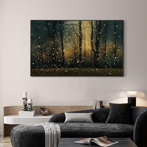 30"x60" Extra Large Framed Wall Art Magical Firefly Forest at Twilight