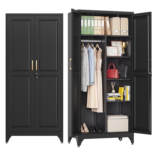 71" Tall Armoire Wardrobe Closet with Lock & Doors