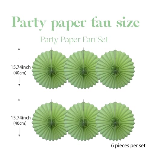 Green Party Decorations Lime Green Hanging Paper Fans DIY Set 16in
