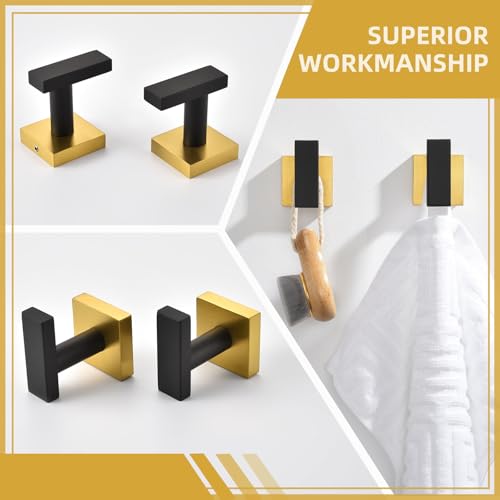 Bathroom Towel Hook Black & Gold (2 Count)