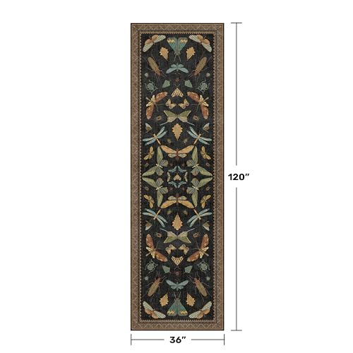 Green and Black 3x10 Wide Washable Runner Rugs for Hallway (30 Sq Ft)