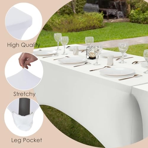 6 Pack 6ft White Spandex Tablecloth