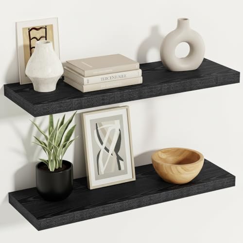24 Inches Black Floating Shelves (2 Count)