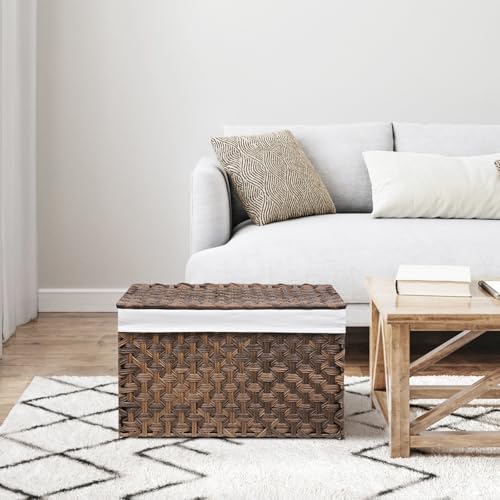 Large Wicker Storage Basket with Lid