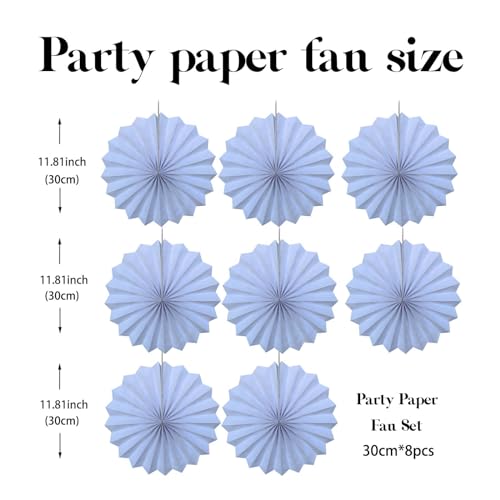 White Party Decorations White Hanging Paper Fans DIY Set 12inch (30 Count)