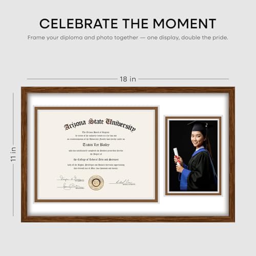 11x18 Brown Oak Diploma Frame (2 Count)
