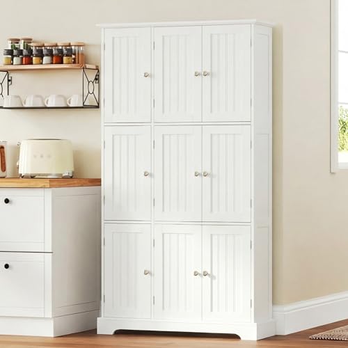 63.2" Tall Bathroom Storage Cabinet with 9 Doors