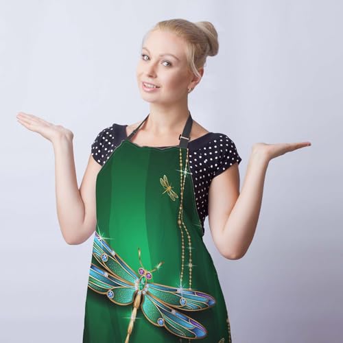 Garden Apron for Women Beautiful Vivid Dragonfly Aprons for Men for Kitchen Cooking Restaurant BBQ Painting Crafting Gardening 27”