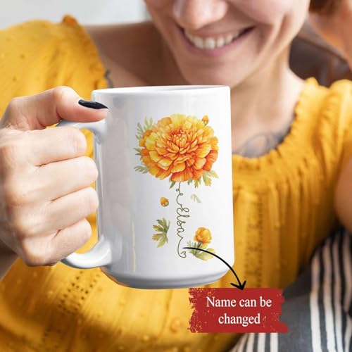 Unique Marigold Themed Ceramic Mug