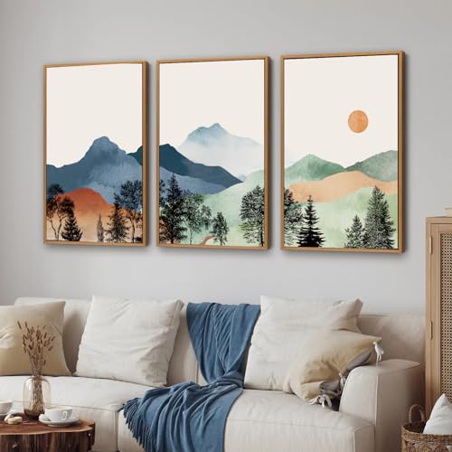 Boho Mountain Framed Canvas Wall Art Set of 3 (3 Count)