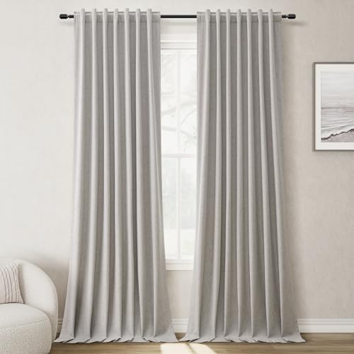 100% Blackout Linen Curtains for Bedroom 90 inches Long (2 Count)