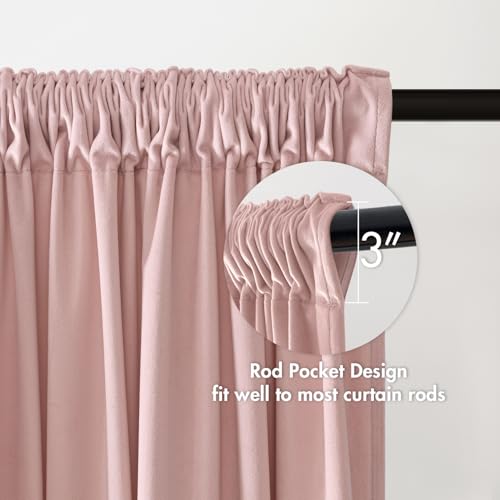 Light Pink Blackout Velvet Curtains Drapes 84 Inch Long 52"x84" (2 Count)