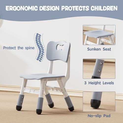 Height Adjustable Toddler Table and 6 Chairs Set